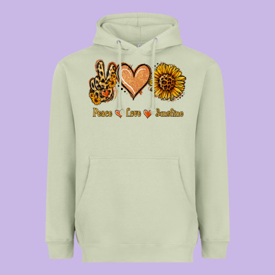 Peace Love Sunshine Heavyweight Hoodie Designed By Jasminsmagicworld