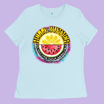 Hello Summer Ladies Tee Designed By Cowhidedigitalart