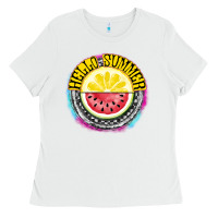 White Hello Summer Ladies Tee - CowhideDigitalArt