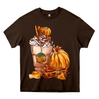 Chocolate Brown Pumpkin Spice Coffee Heavy Core Tee - FaDigitalArtStudio