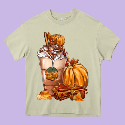 Pumpkin Spice Coffee Heavy Core Tee Designed By Fadigitalartstudio