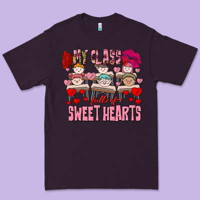 Valentine's Day My Class Is Full Of Sweet Hearts Premium Tee Designed By Fadigitalartstudio