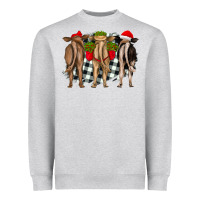Heather Grey christmas heifers back view Heavyweight Sweatshirt - RanaPortraitStore
