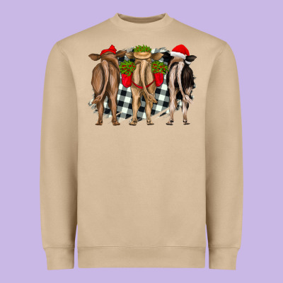 Christmas Heifers Back View Heavyweight Sweatshirt Designed By Ranaportraitstore