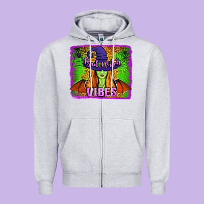 Bad Witch Vibes Zipper Hoodie Designed By Jasminsmagicworld