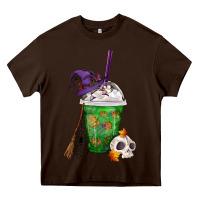 Chocolate Brown Halloween Spooky Pumpkins Frappe Heavy Core Tee - FaDigitalArtStudio