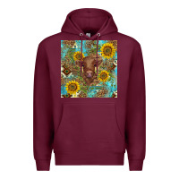 Burgundy western highland cow Premium Hoodie - BarkalooDesign