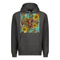 Charcoal Heather western highland cow Premium Hoodie - BarkalooDesign