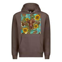 Coffee western highland cow Premium Hoodie - BarkalooDesign