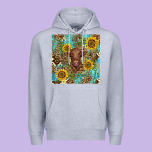 Western Highland Cow Premium Hoodie Designed By Barkaloodesign