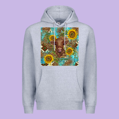 Western Highland Cow Premium Hoodie Designed By Barkaloodesign
