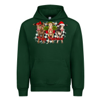 Forest Green feliz navidad heifers front view Urban Hoodie - RanaPortraitStore