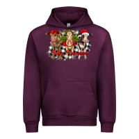 Mauve Wine feliz navidad heifers front view Urban Hoodie - RanaPortraitStore