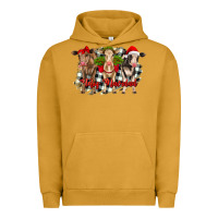 Pigment Peanut Butter feliz navidad heifers front view Urban Hoodie - RanaPortraitStore