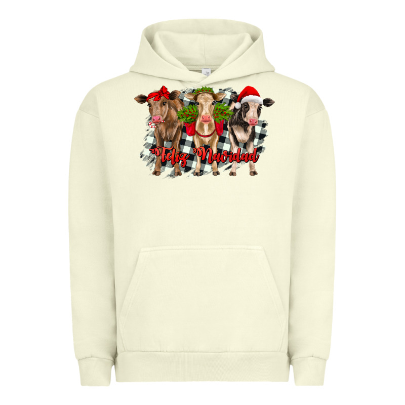Feliz Navidad Heifers Front View Urban Hoodie by RanaPortraitStore | Teevron
