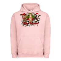 Pigment Salmon feliz navidad heifers front view Urban Hoodie - RanaPortraitStore