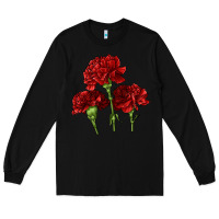 Black Scarlet Red Carnation Illustrations Long Sleeve Tee - LillyAllenDesigns