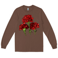 Chestnut Scarlet Red Carnation Illustrations Long Sleeve Tee - LillyAllenDesigns