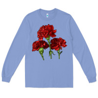 Colony Blue Scarlet Red Carnation Illustrations Long Sleeve Tee - LillyAllenDesigns