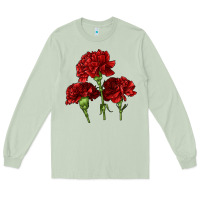 Matcha Scarlet Red Carnation Illustrations Long Sleeve Tee - LillyAllenDesigns