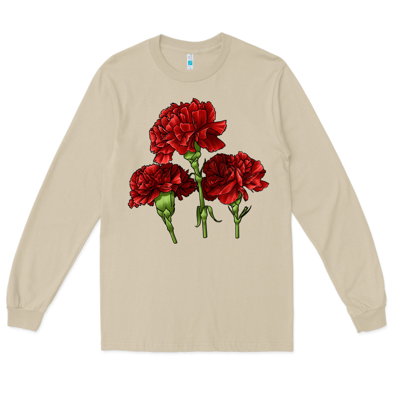 Scarlet Red Carnation Illustrations Long Sleeve Tee by LillyAllenDesigns | Teevron