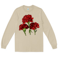 Mushroom Scarlet Red Carnation Illustrations Long Sleeve Tee - LillyAllenDesigns