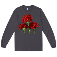 Smoke Scarlet Red Carnation Illustrations Long Sleeve Tee - LillyAllenDesigns