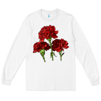 White Scarlet Red Carnation Illustrations Long Sleeve Tee - LillyAllenDesigns