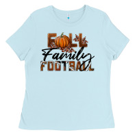 Baby Blue Fall Family Football Ladies Tee - LillyAllenDesigns