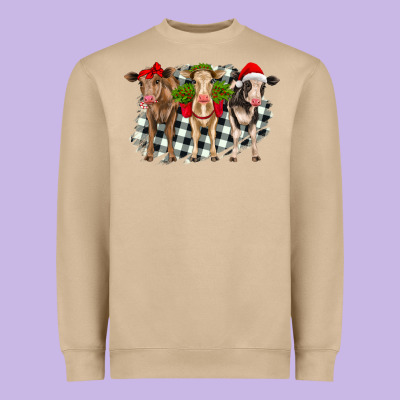 Christmas Heifers Front View Heavyweight Sweatshirt Designed By Ranaportraitstore