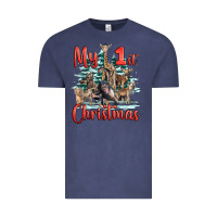 Vintage Denim my first christmas baby safari animals Vintage Tee - LillyAllenDesigns