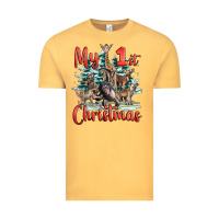 Vintage Mustard my first christmas baby safari animals Vintage Tee - LillyAllenDesigns