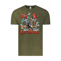 Vintage Olive my first christmas baby safari animals Vintage Tee - LillyAllenDesigns
