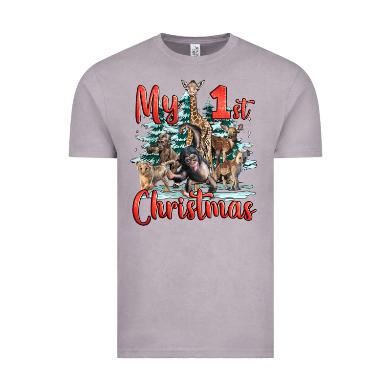 My First Christmas Baby Safari Animals Vintage Tee by LillyAllenDesigns | Teevron