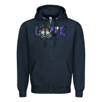 Navy for the love of the wolves Zipper Hoodie - RanaPortraitStore