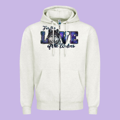 For The Love Of The Wolves Zipper Hoodie Designed By Ranaportraitstore