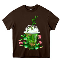 Chocolate Brown Western Cactus Cold Frappe Heavy Core Tee - FaDigitalArtStudio