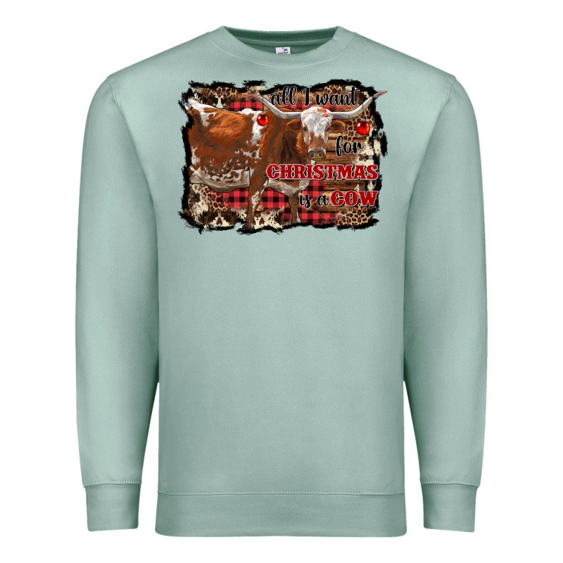 All I Want For Christmas Is A Cow Premium Sweatshirt by RanaPortraitStore | Teevron