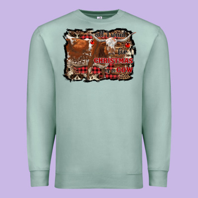 All I Want For Christmas Is A Cow Premium Sweatshirt Designed By Ranaportraitstore