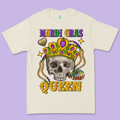 Skull Mardi Gras Queen Premium Tee Designed By Fadigitalartstudio