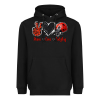Black Peace Love Ladybug Heavyweight Hoodie - Jasminsmagicworld