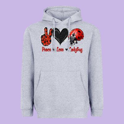 Peace Love Ladybug Heavyweight Hoodie Designed By Jasminsmagicworld
