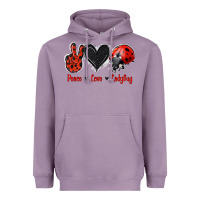 Lavender Peace Love Ladybug Heavyweight Hoodie - Jasminsmagicworld