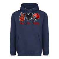 Navy Peace Love Ladybug Heavyweight Hoodie - Jasminsmagicworld