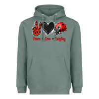 Sage Peace Love Ladybug Heavyweight Hoodie - Jasminsmagicworld