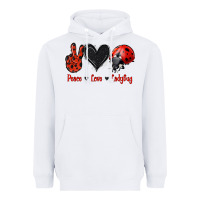 White Peace Love Ladybug Heavyweight Hoodie - Jasminsmagicworld