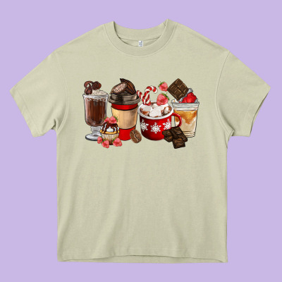 Chocolate Love Coffee Cups Heavy Core Tee Designed By Fadigitalartstudio