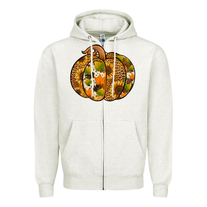 Leopard Cowhide Sunflower Pumpkin Zipper Hoodie by Jasminsmagicworld | Teevron