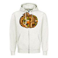 Oatmeal Heather leopard cowhide sunflower pumpkin Zipper Hoodie - Jasminsmagicworld