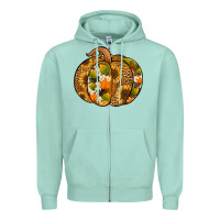 Seafoam leopard cowhide sunflower pumpkin Zipper Hoodie - Jasminsmagicworld
